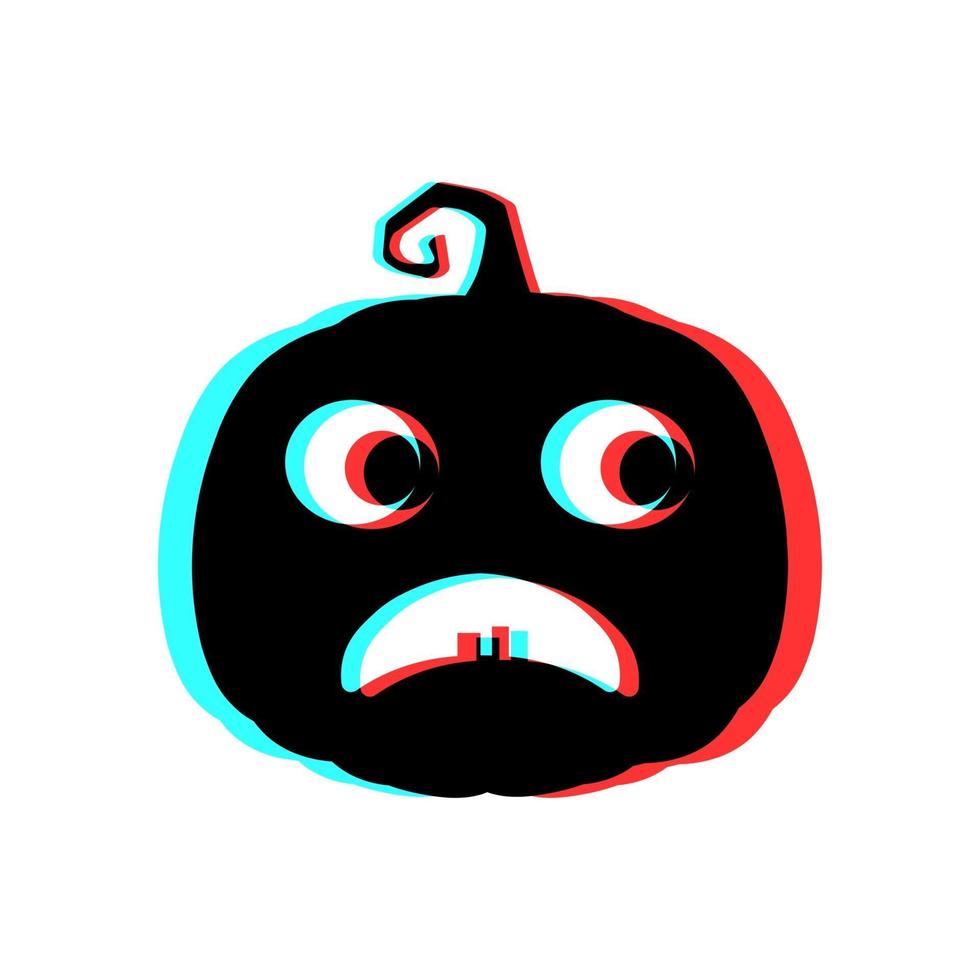 Halloween scary pumpkin with 3d effect and blue and red colors vector