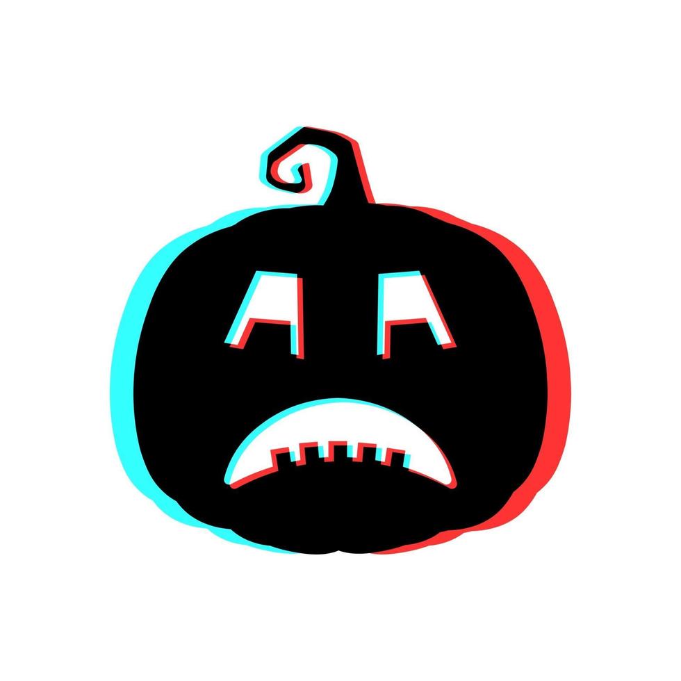 Halloween scary pumpkin with 3d effect and blue and red colors vector
