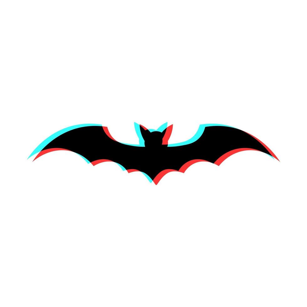 Simple illustration of bat with 3d effect and blue and red colors vector