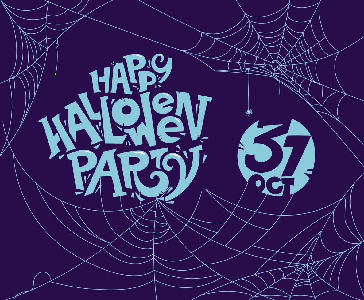 Happy Halloween party. Vector banner with spiders web