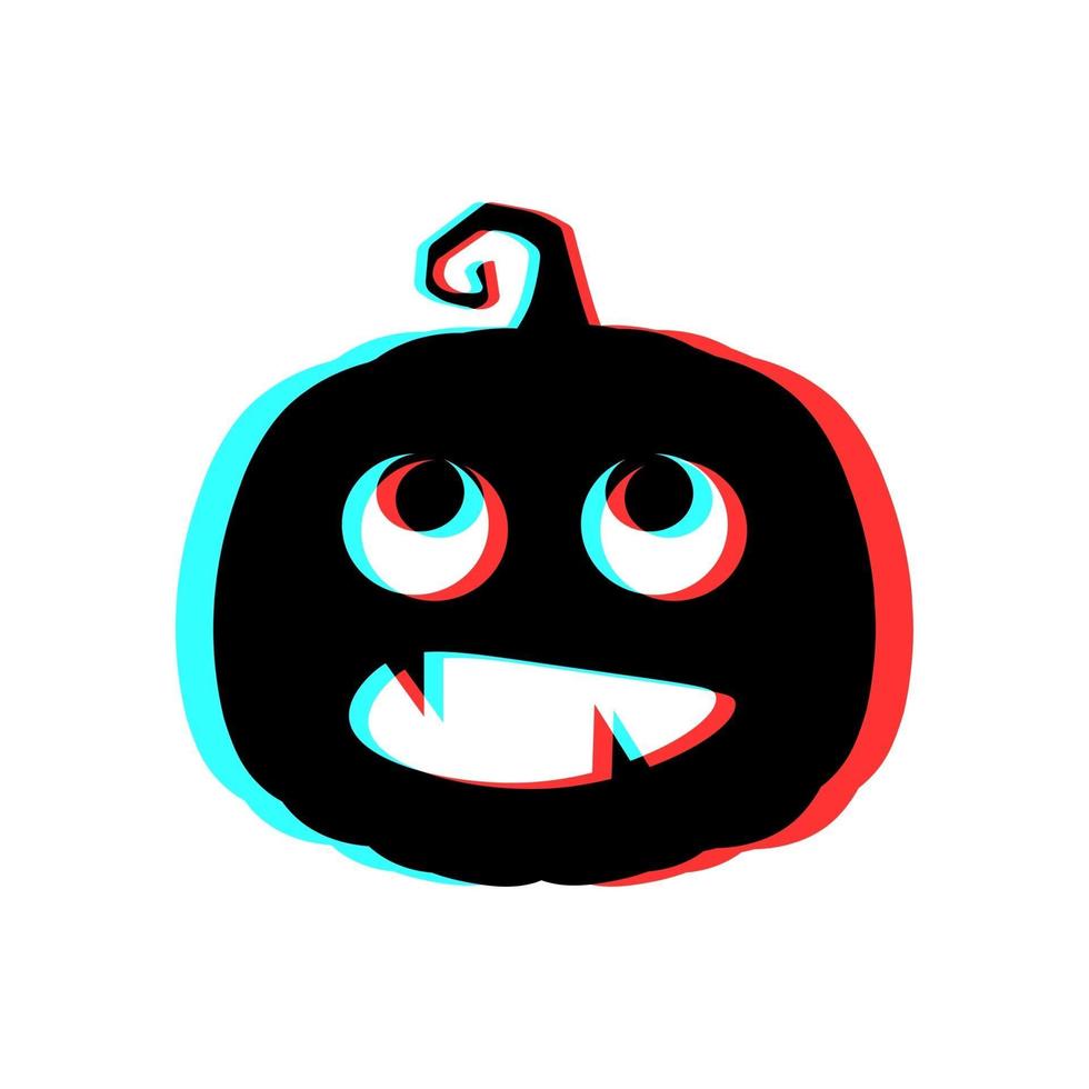 Halloween scary pumpkin with 3d effect and blue and red colors vector