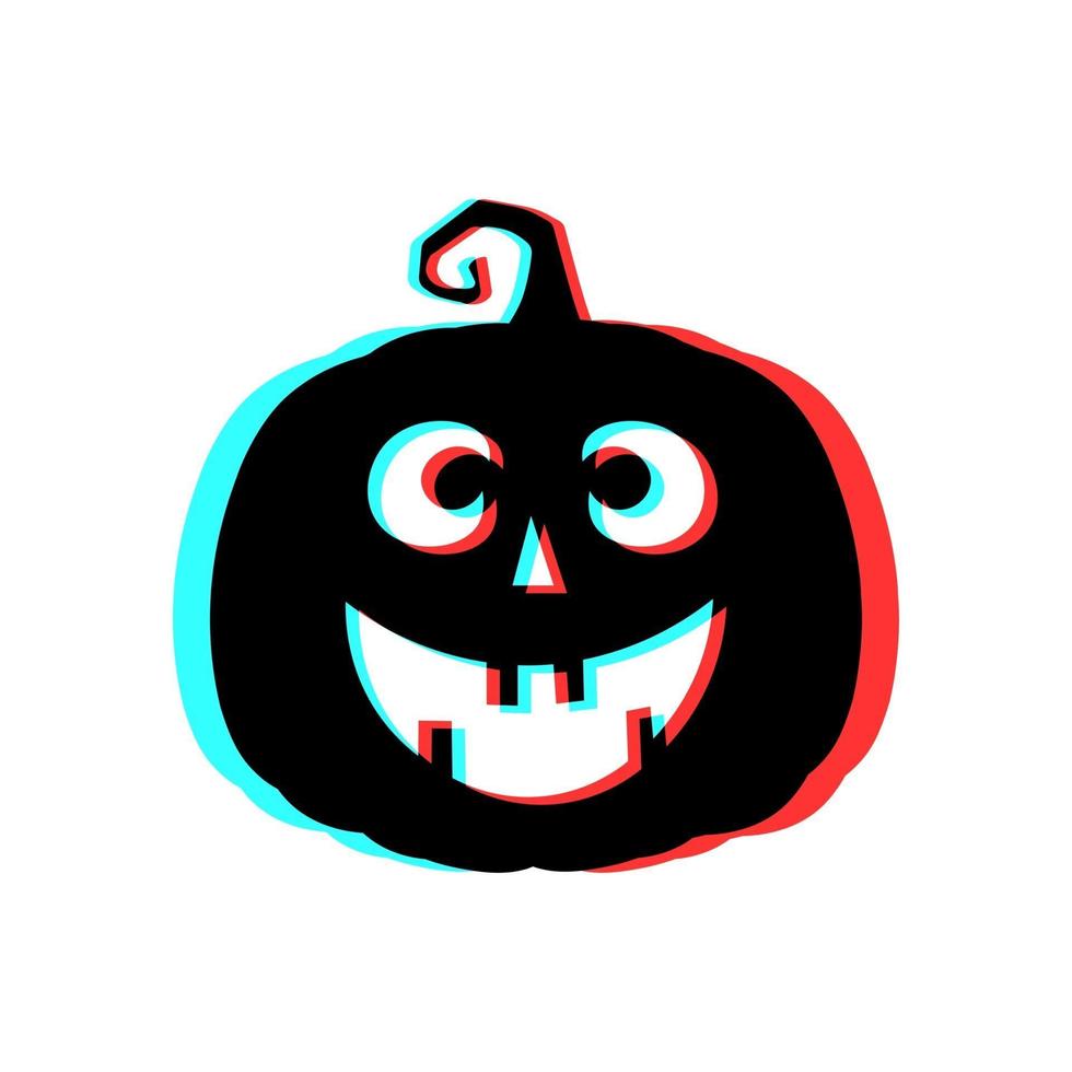 Halloween scary pumpkin with 3d effect and blue and red colors vector