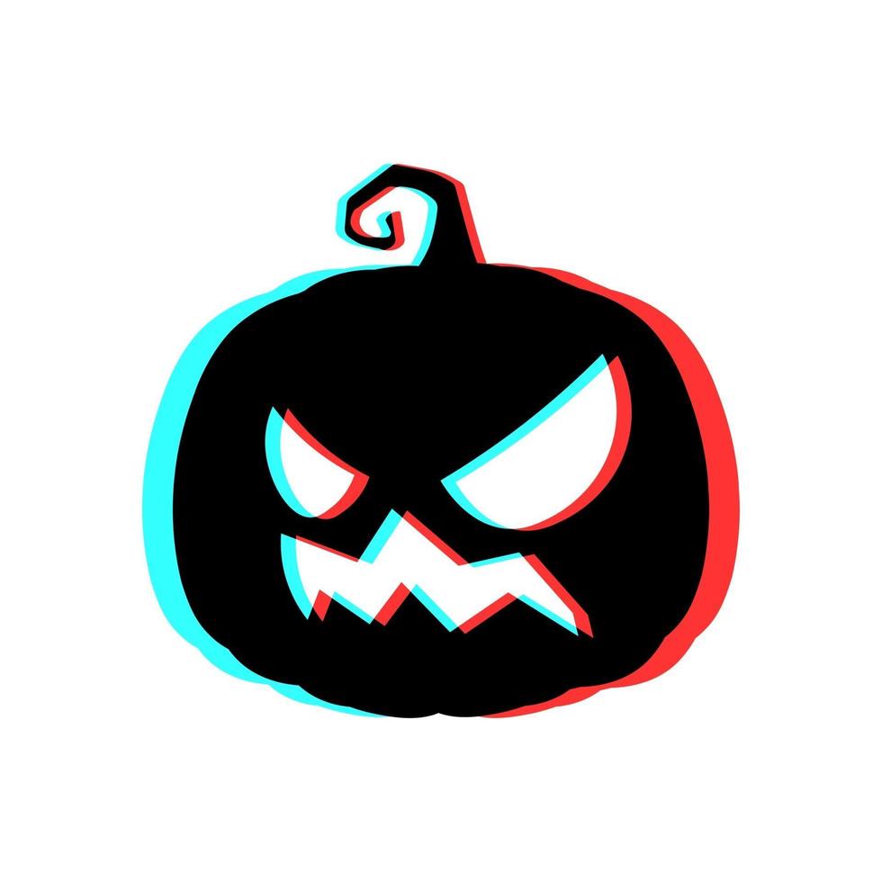 Halloween scary pumpkin with 3d effect and blue and red colors vector