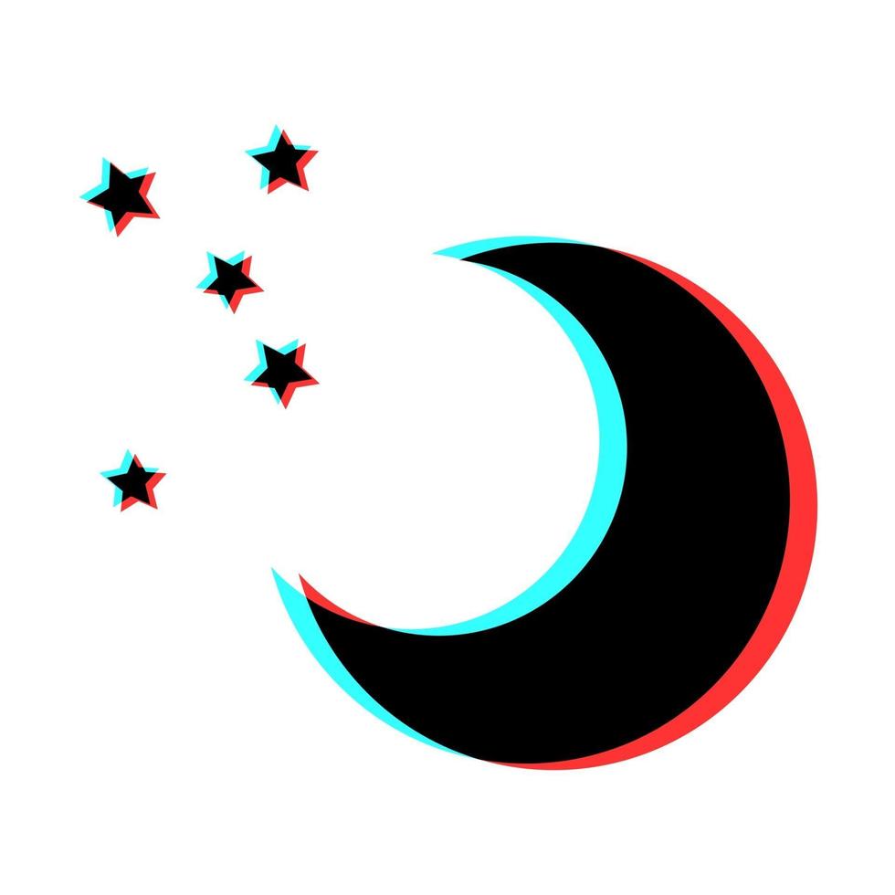 Simple illustration of moon icon with 3d effect vector