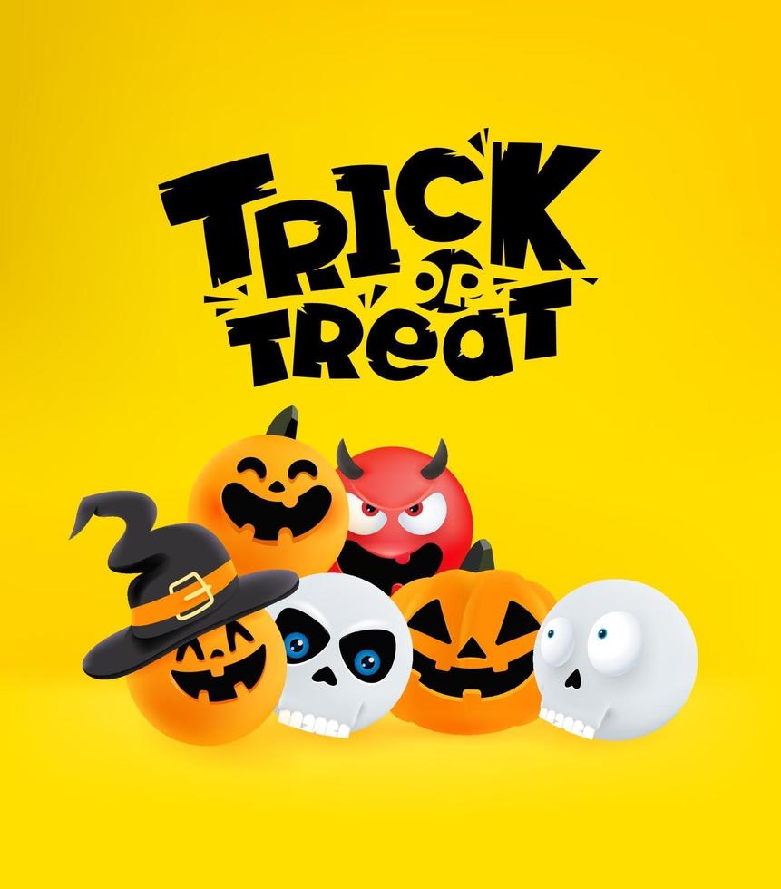 Halloween vector banner with holiday characters. Trick or treat