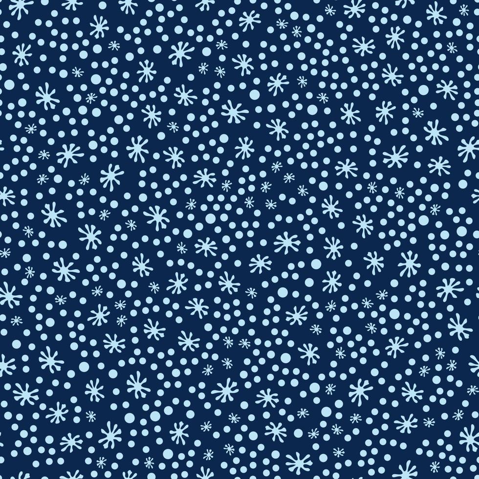 Vector seamless pattern with  snowflakes on a dark blue