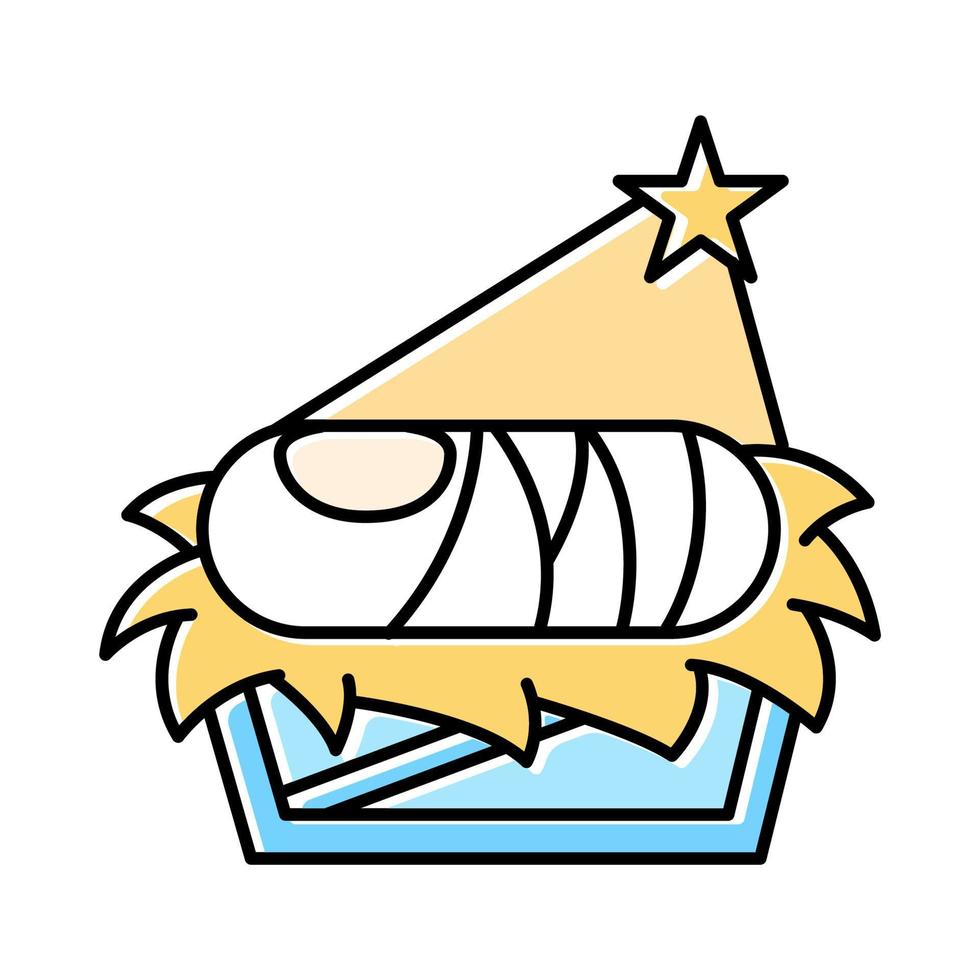 Nursery with baby Jesus yellow color icon vector