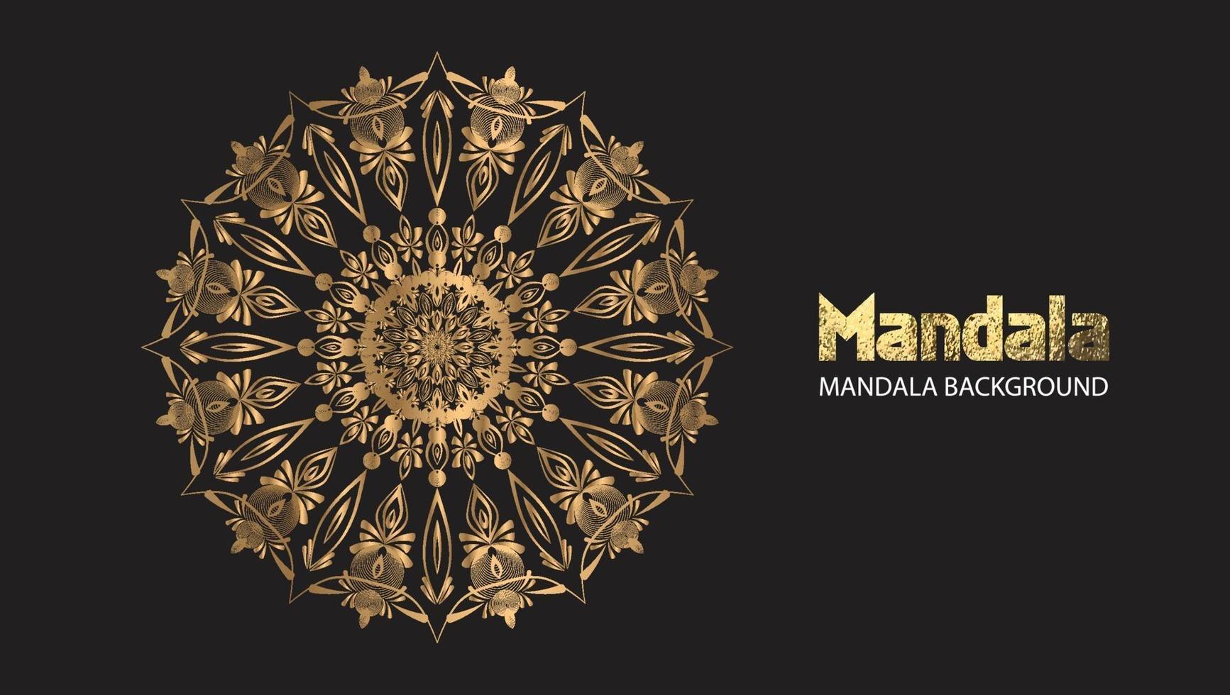 diseño de mandala mandala vector redondo diseño de lujo texto de pincel dorado.