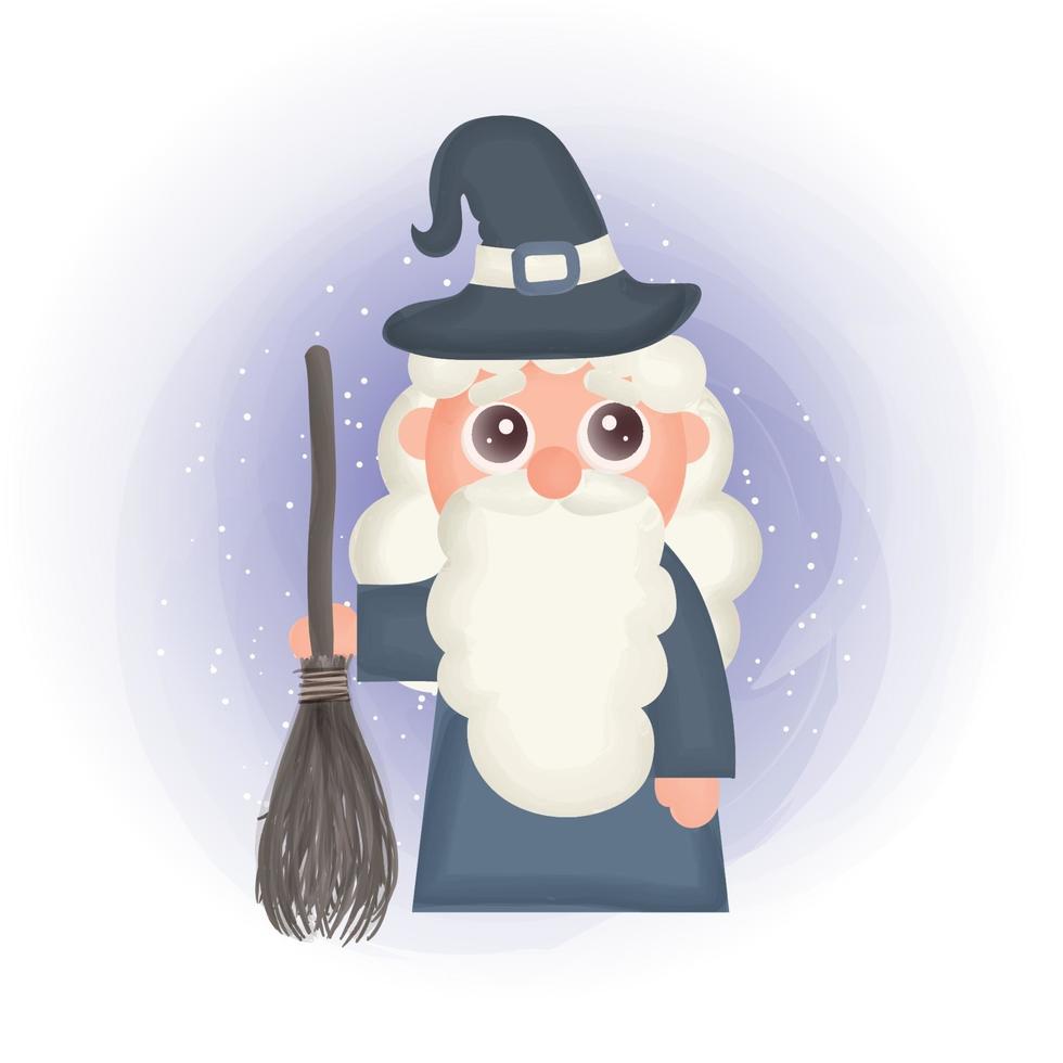 tarjeta de halloween con magia de estudio. vector