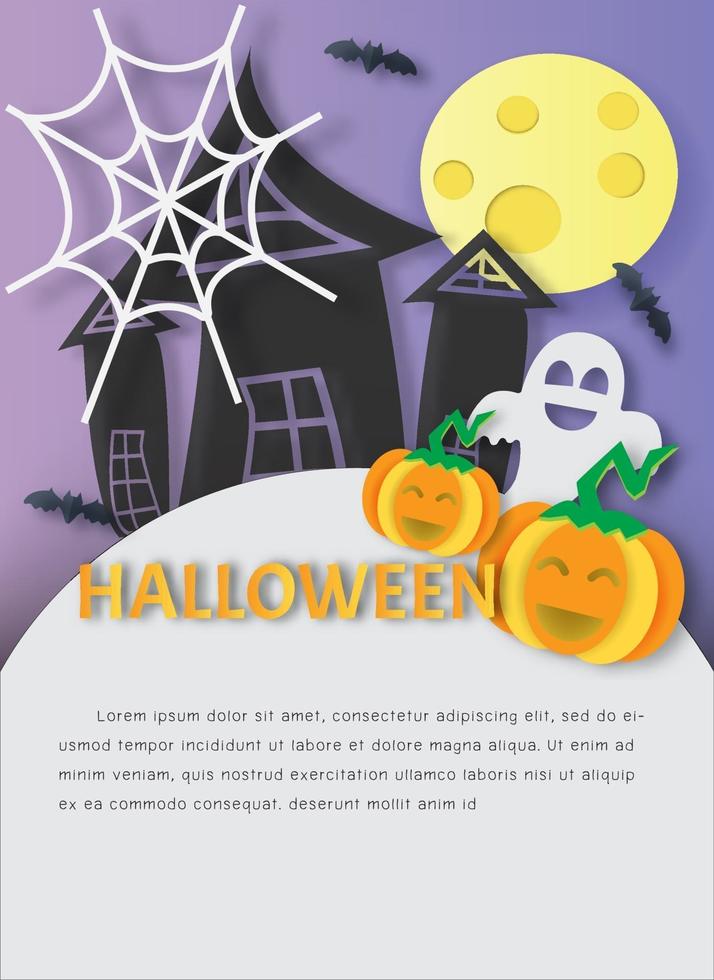 Happy Halloween banner in paper cut style vector