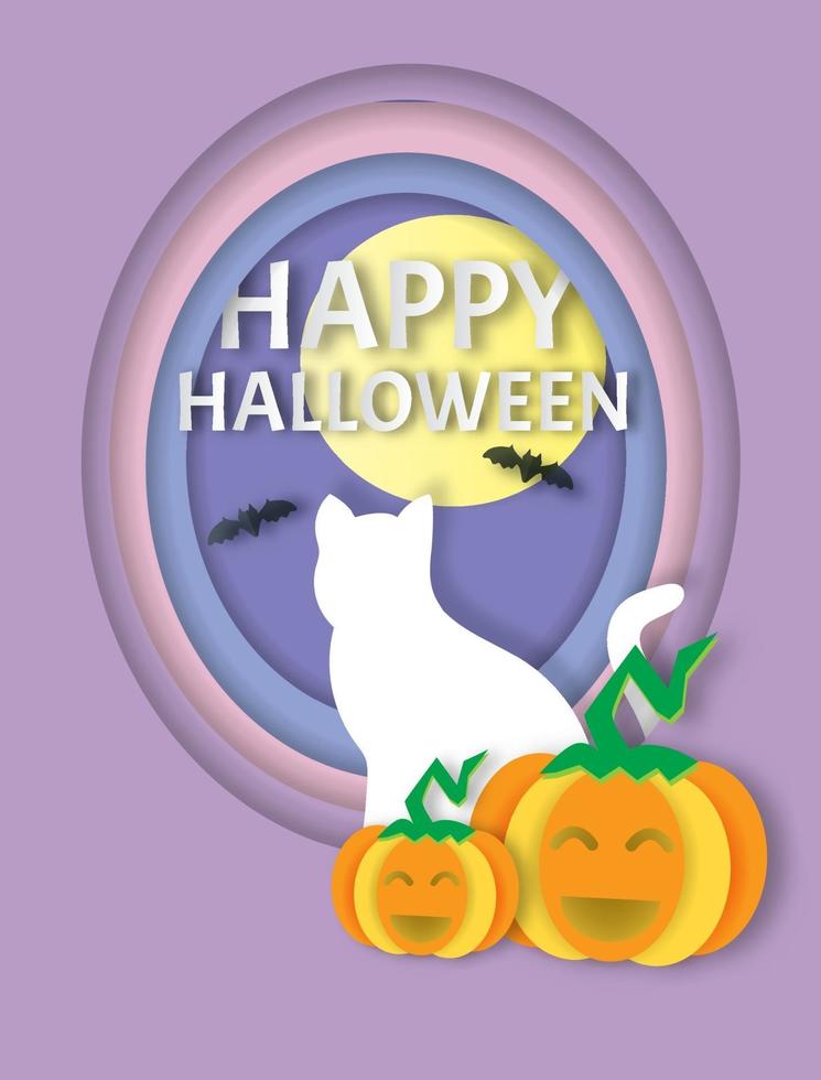 Happy Halloween banner in paper cut style vector