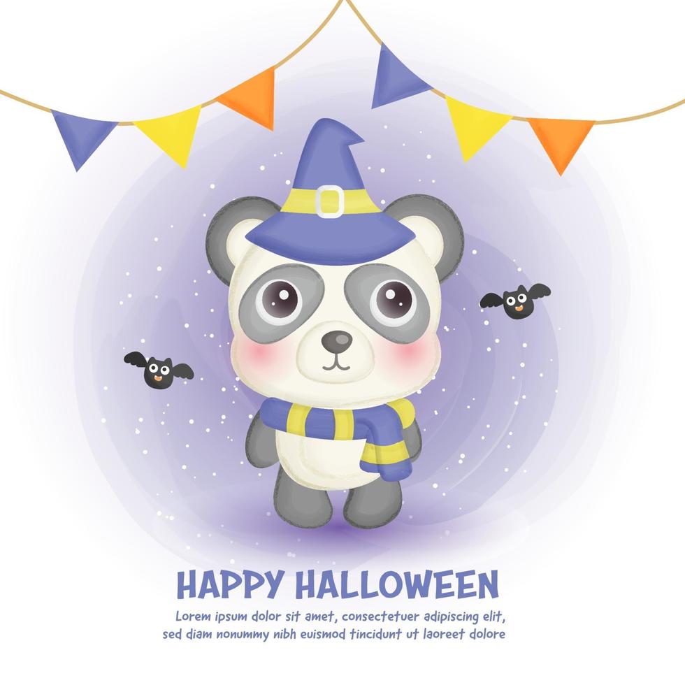 Happy halloween card with cute fox . vector