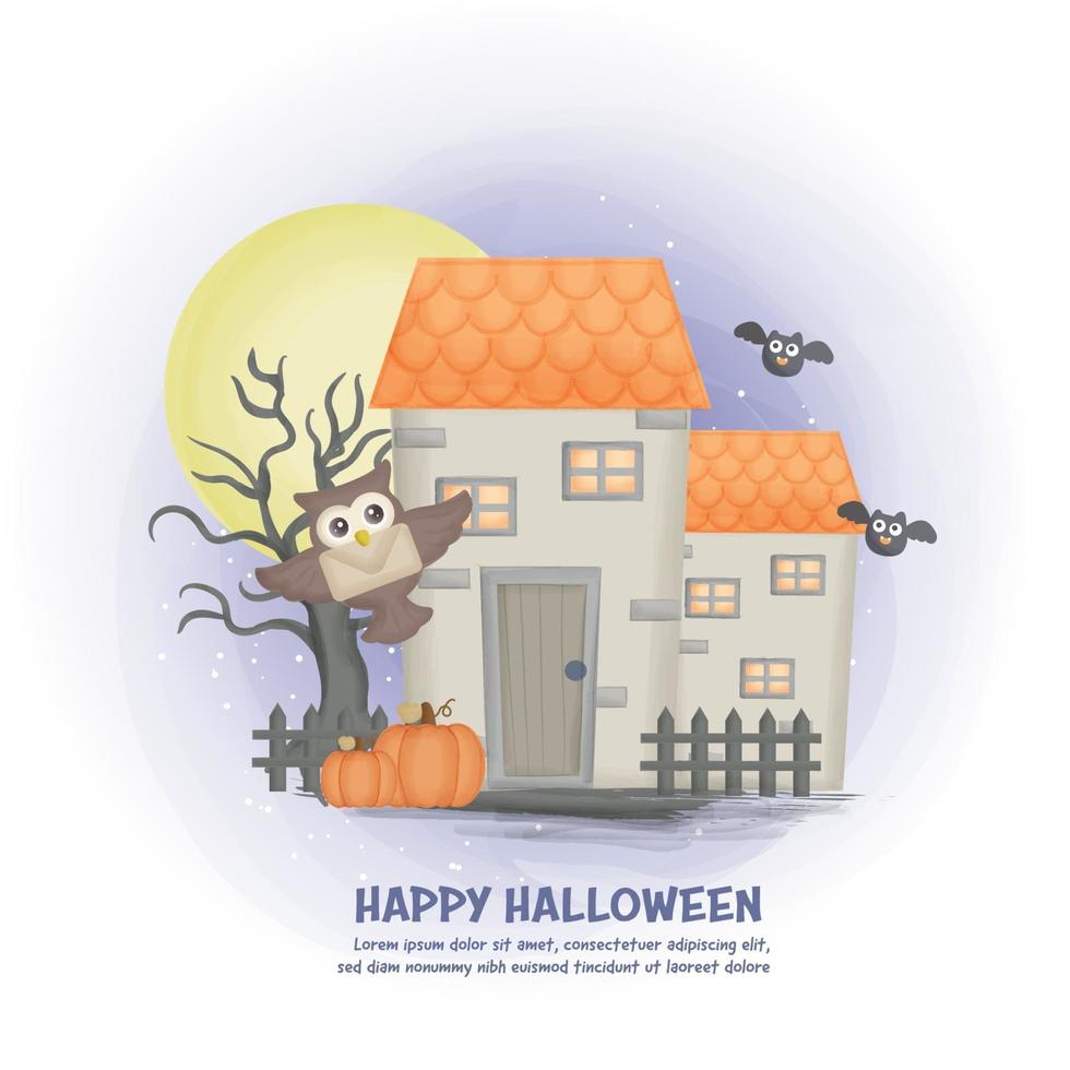 Fondo de casa embrujada de Halloween con la luna. vector