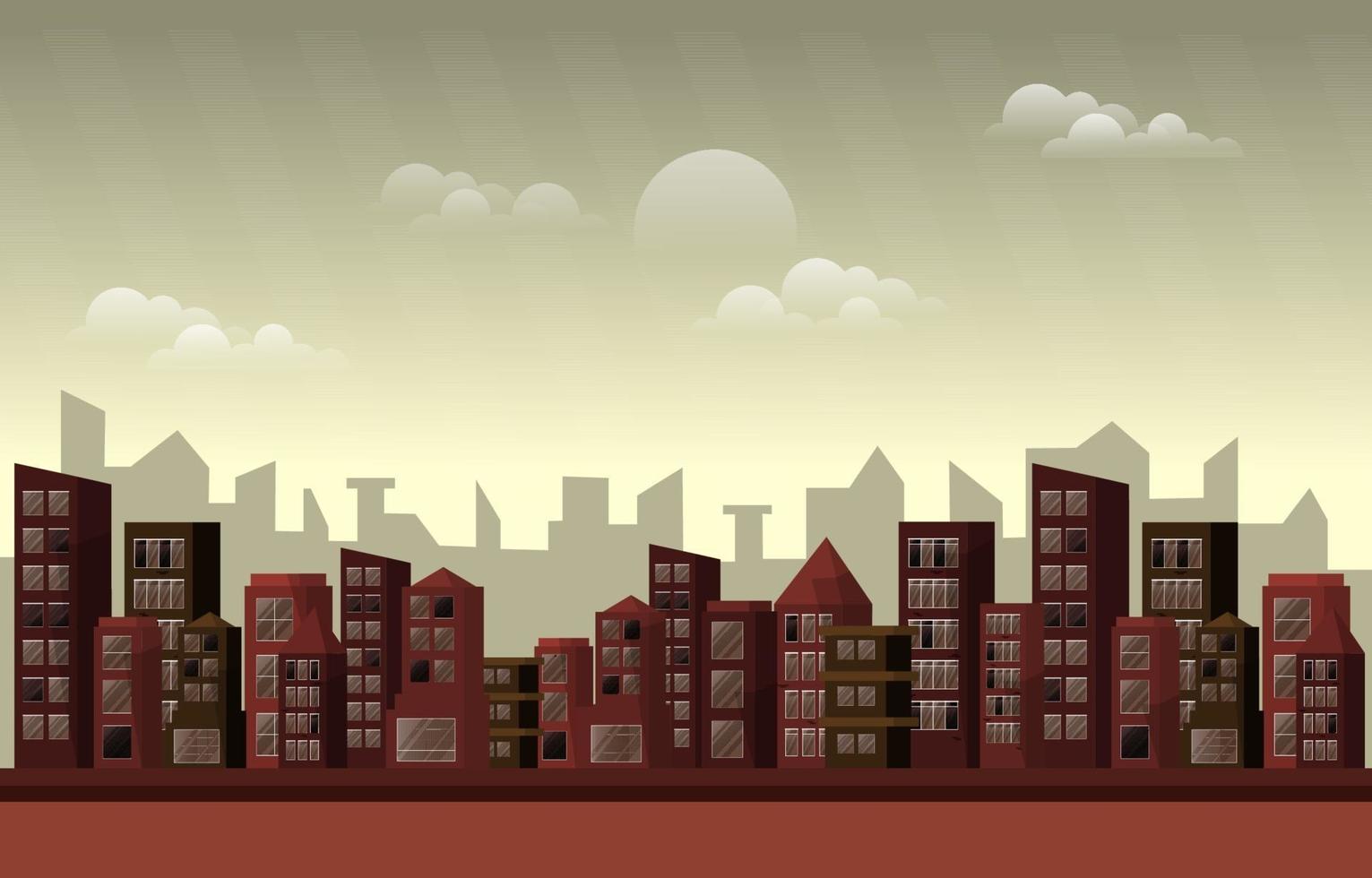 Twilight Afternoon City Urban Skyscraper Building Cityscape Flat vector