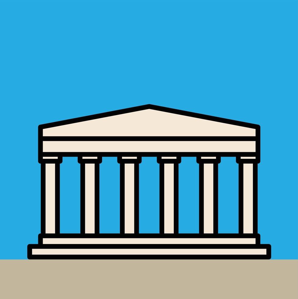 outline simplicity drawing of parthenon landmark front elevation view. vector