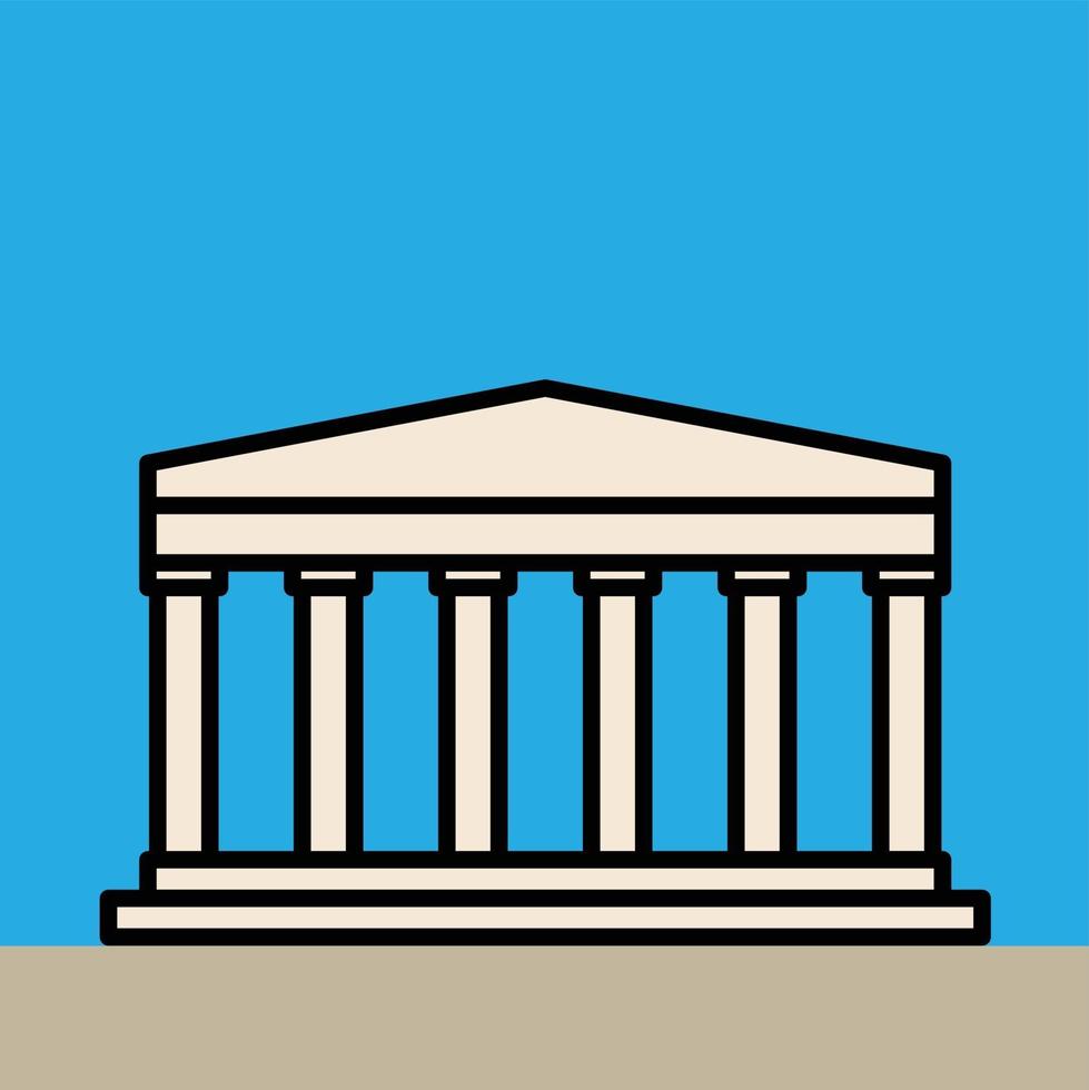 outline simplicity drawing of parthenon landmark front elevation view. vector