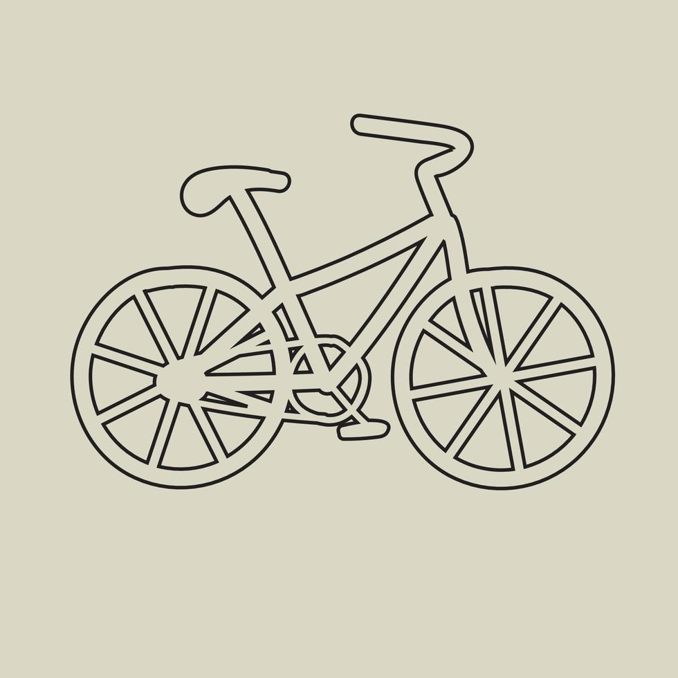 Doodle dibujo a mano alzada de un diseño plano de bicicleta. vector