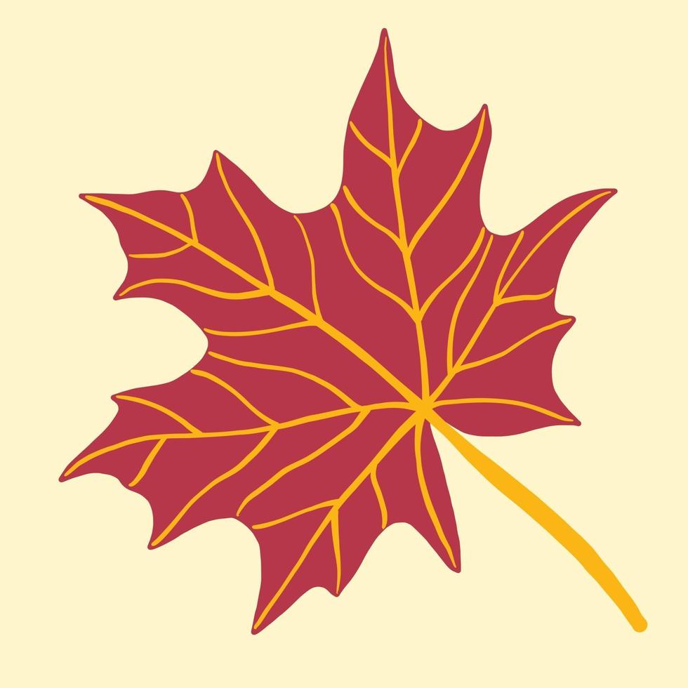 Simplicity maple leaf freehand drawing flat design. vector