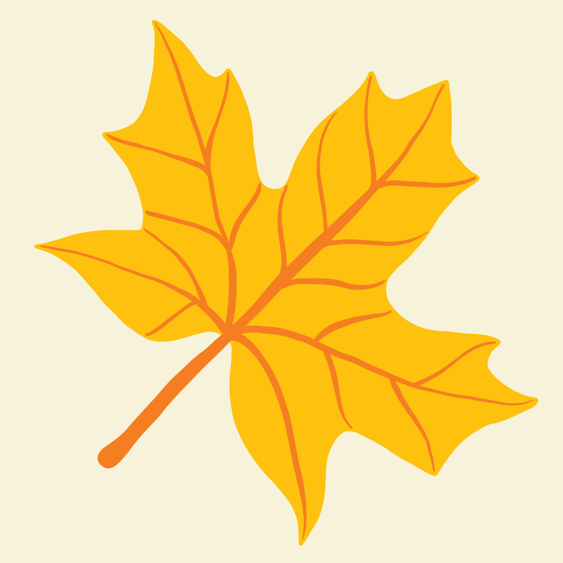 Simplicity maple leaf freehand drawing flat design. 3442163 Vector Art ...