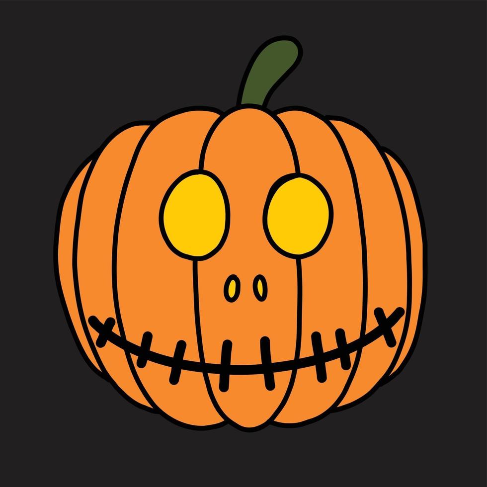 simplicidad calabaza de halloween dibujo a mano alzada diseño plano. vector