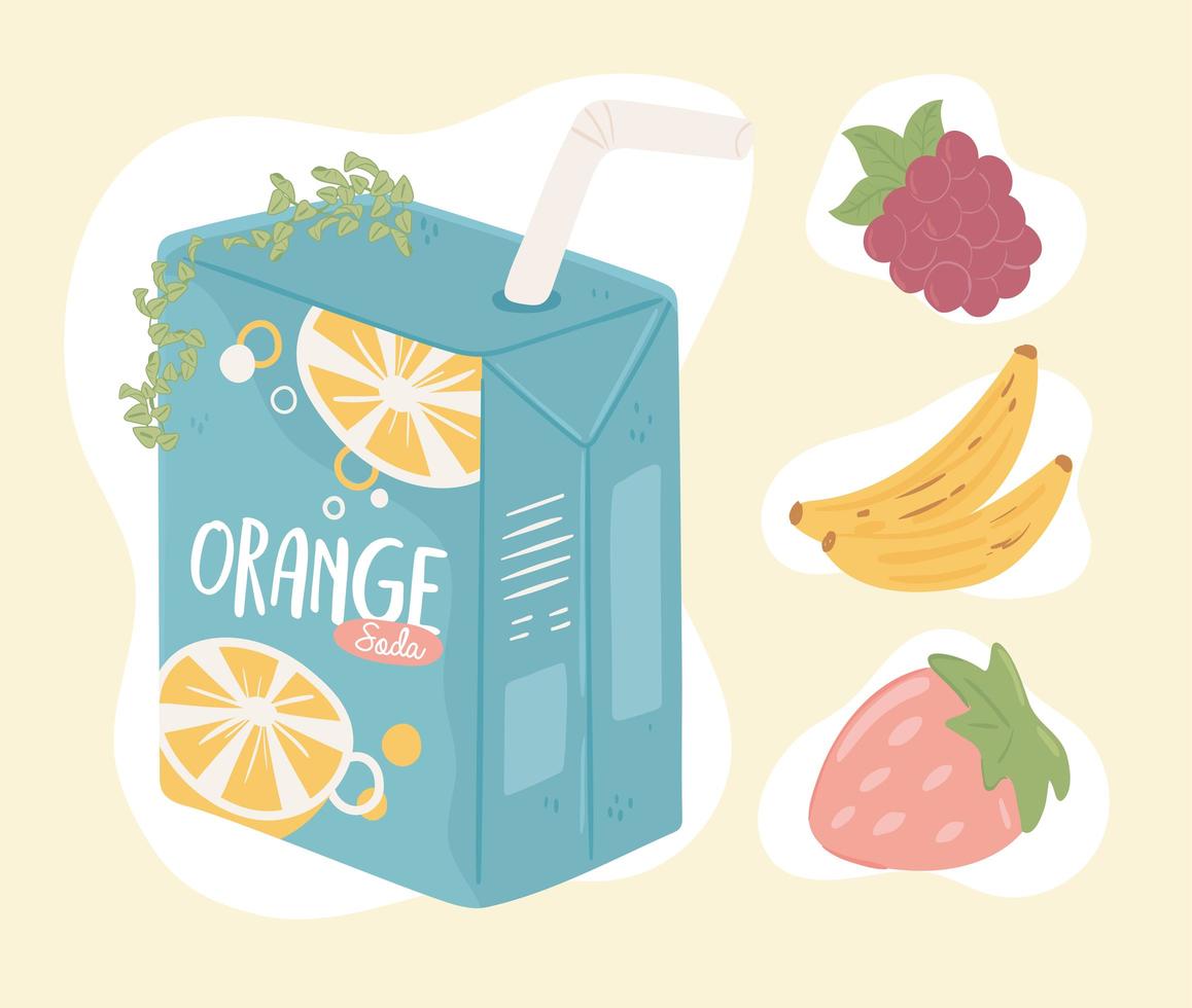 soda drink fruits vector