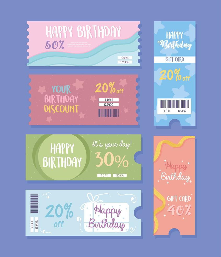 iconos de tarjeta de regalos de cumpleaños vector