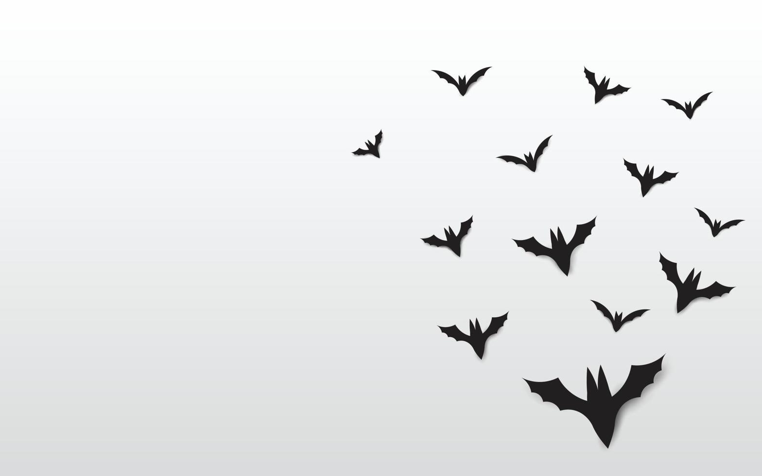 Halloween  concept black paper bats flying over white background vector