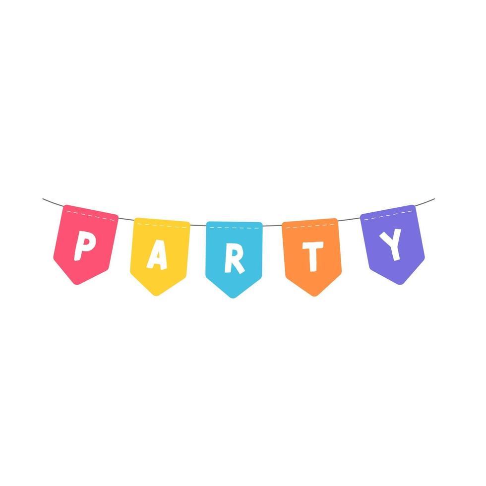 Party bunting flags. Colorful flags to hang at celebration parties. vector