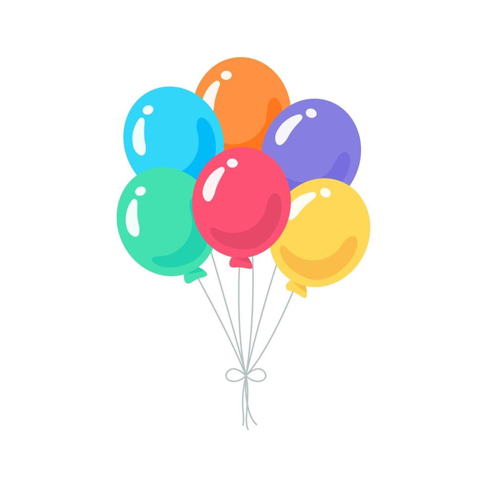 Balloon vector. colorful balloons tied with string for birthday party  3442318 Vector Art at Vecteezy