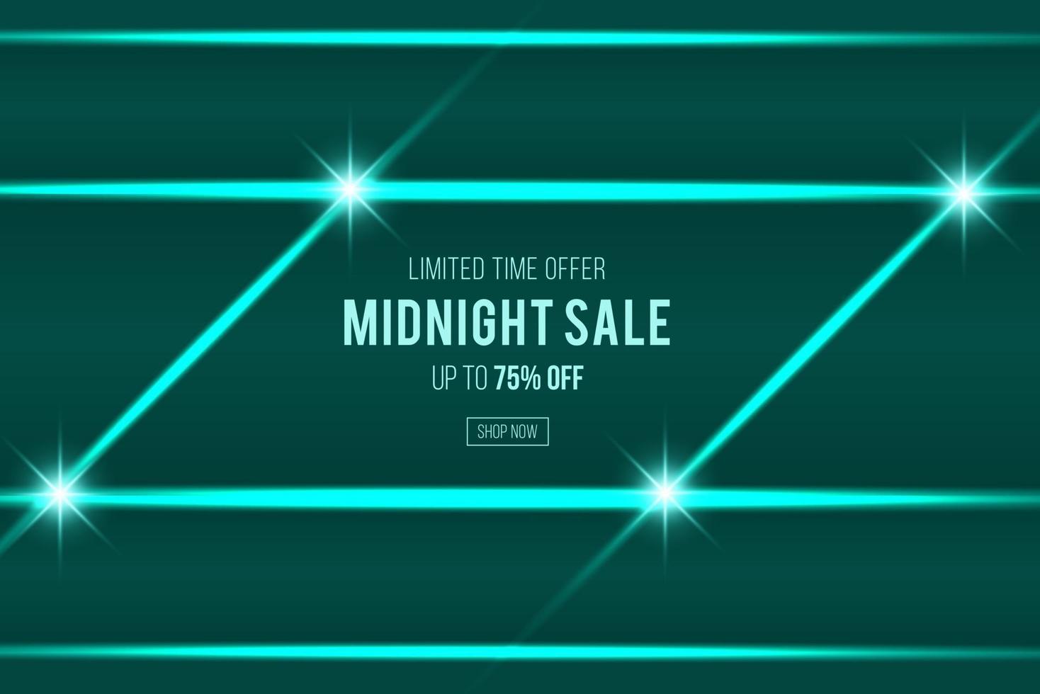 Midnight sale green dark shiny glow abstract background late night vector