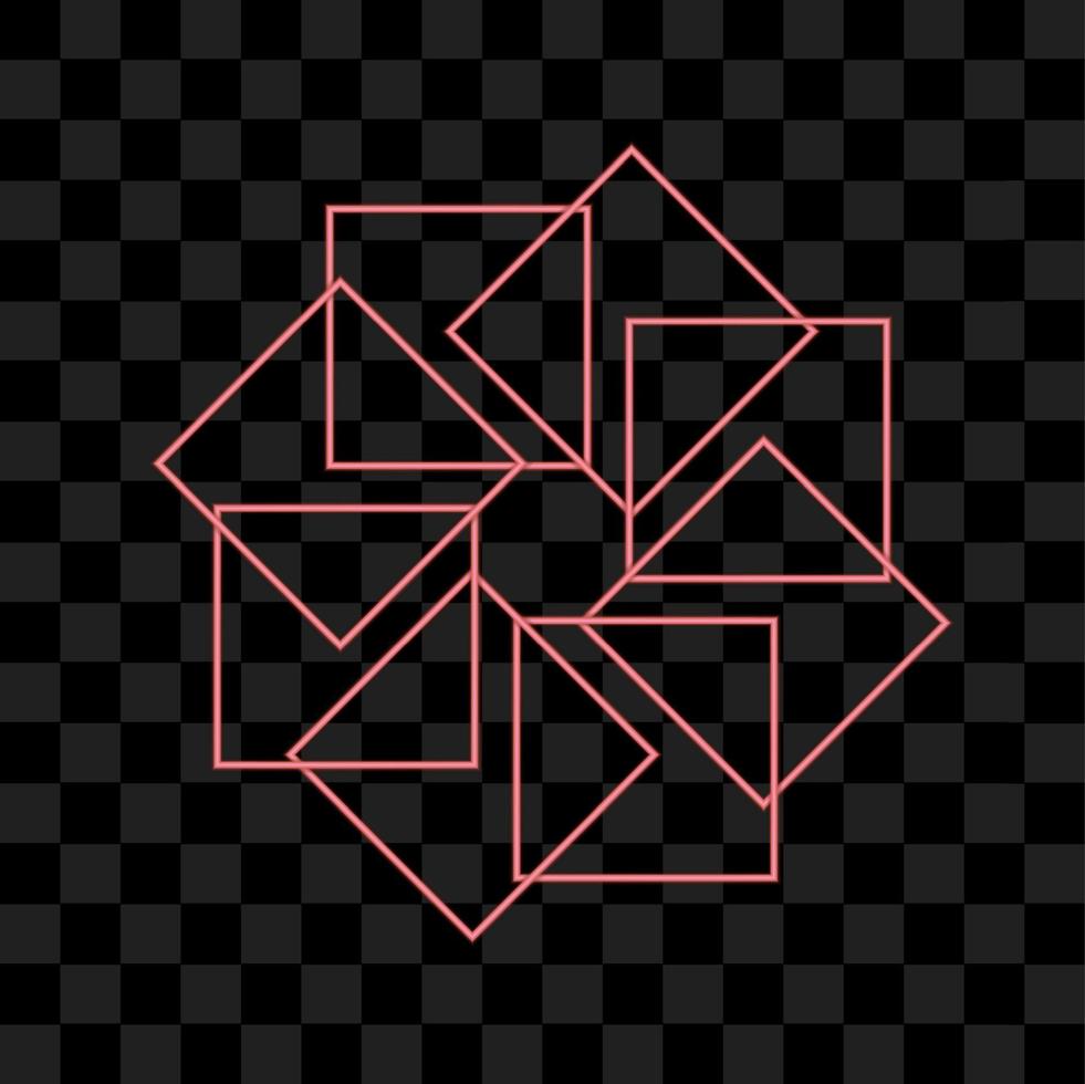 Red neon effect element design with circle style vector