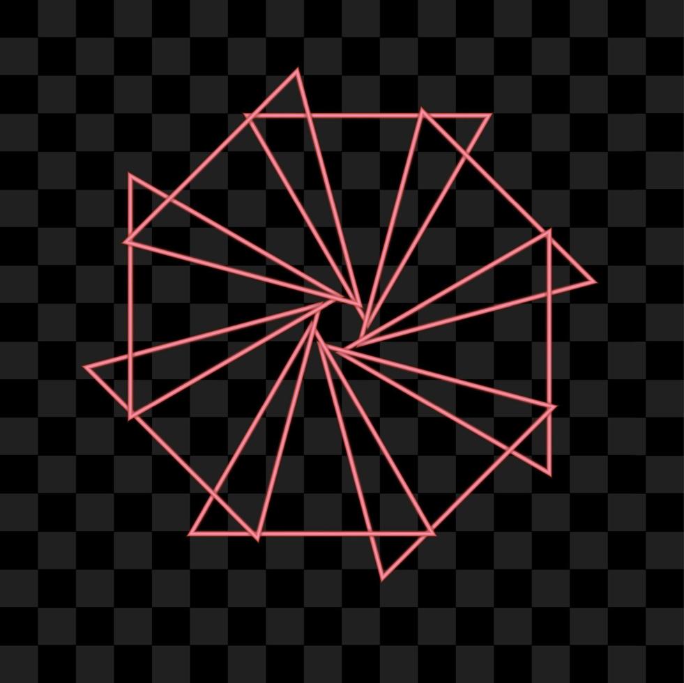 Red neon effect element design with circle style vector