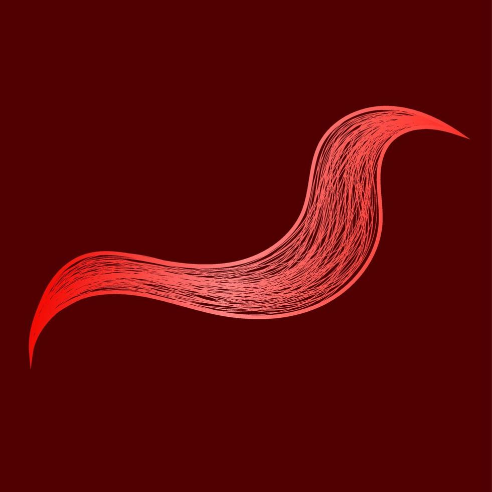 Red abstract wavy lines ornament isolated vector illustration editable