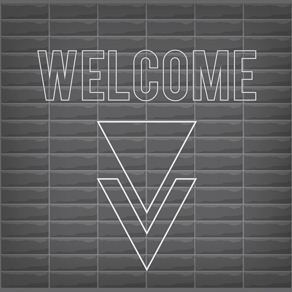 Welcome neon sign with monochrome black and white colors and bricks vector