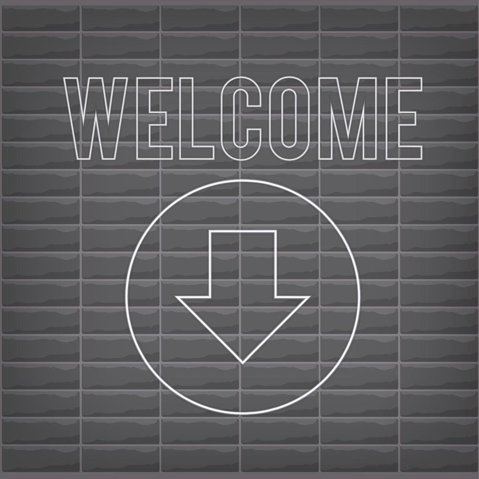 Welcome neon sign with monochrome black and white colors and bricks vector