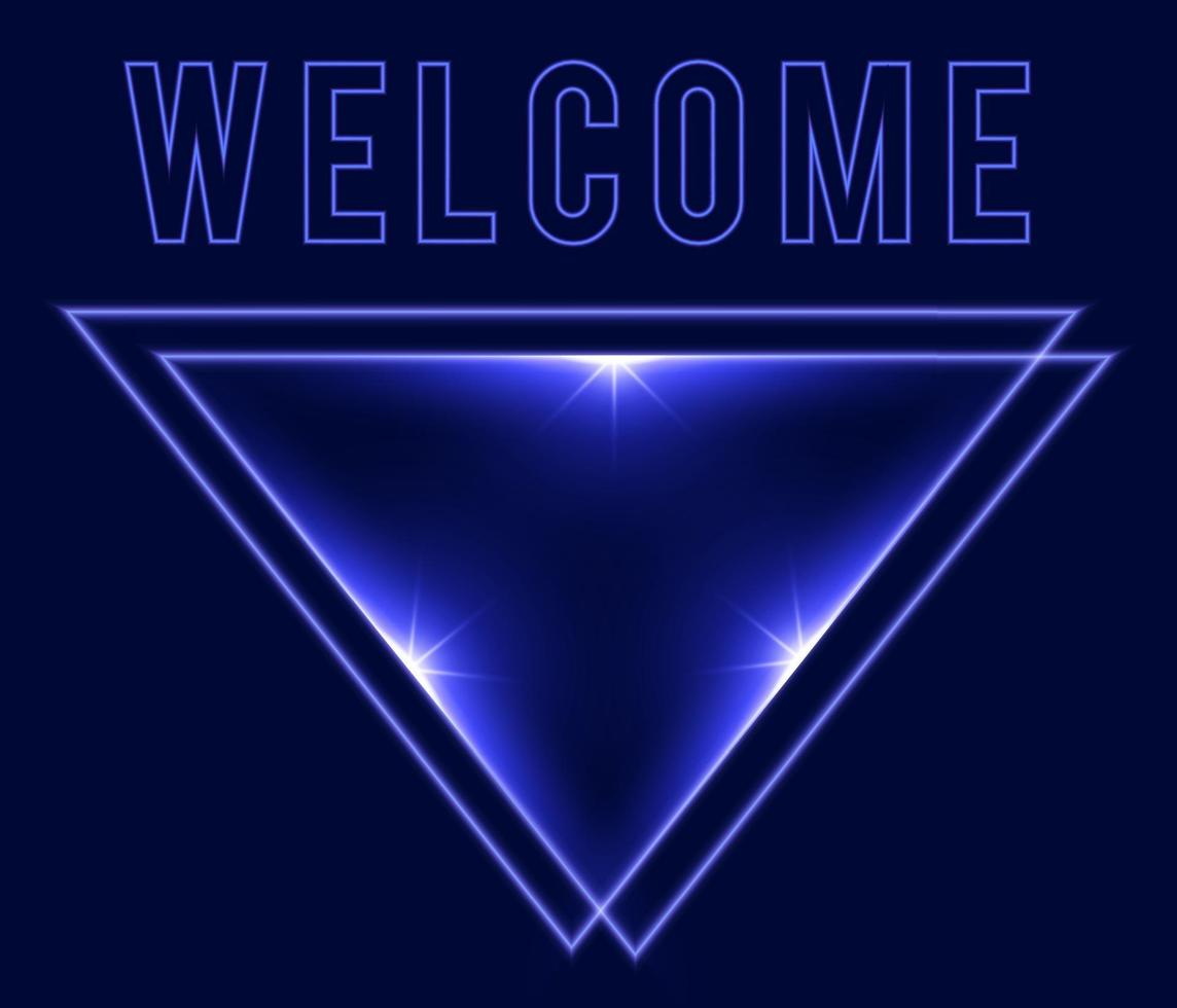 Dark blue welcome neon effect isolated vector with shine glow shape