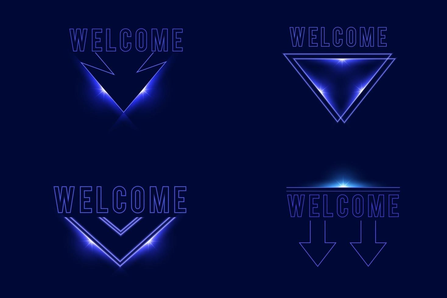 Dark blue welcome neon effect isolated vector with shine glow shape