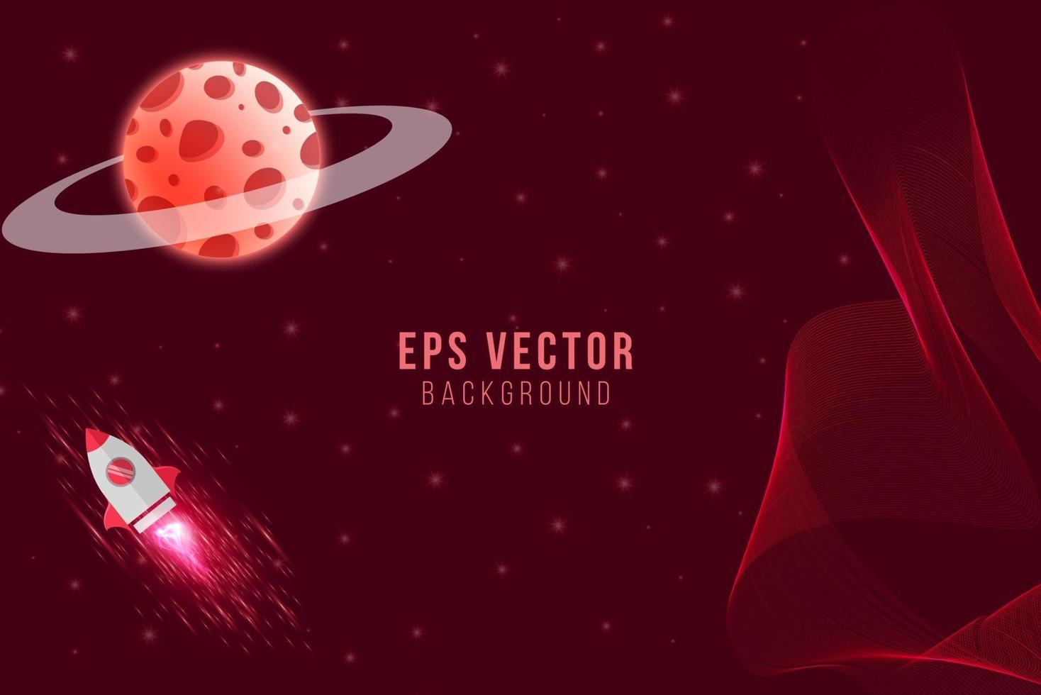 Red space abstract background with moon, planet, and stars vector