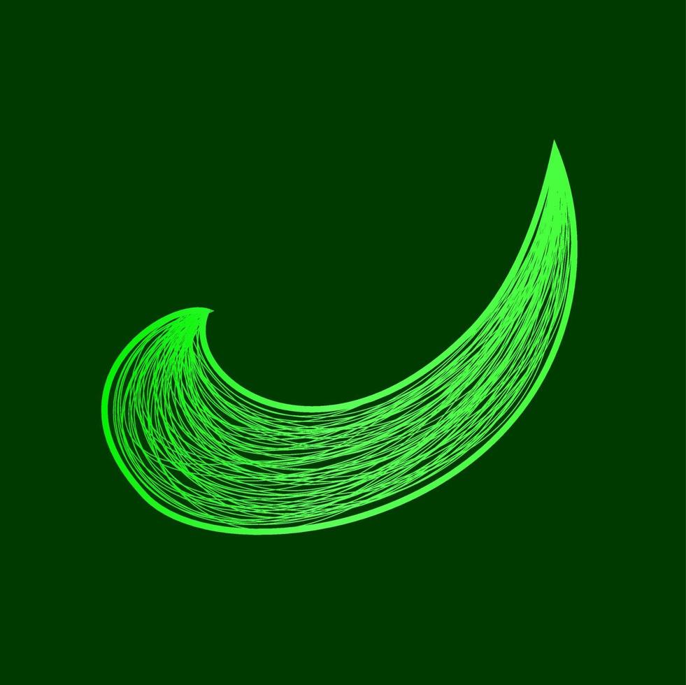 Green abstract wavy lines ornament isolated vector illustration