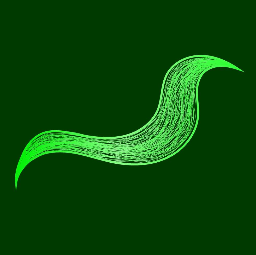 Ilustración de vector aislado de ornamento de líneas onduladas abstractas verdes