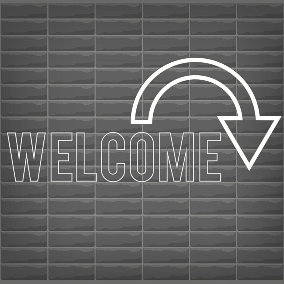 Welcome neon sign with monochrome black and white colors and bricks vector