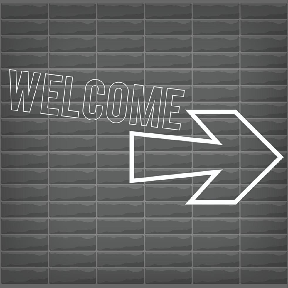 Welcome neon sign with monochrome black and white colors and bricks vector