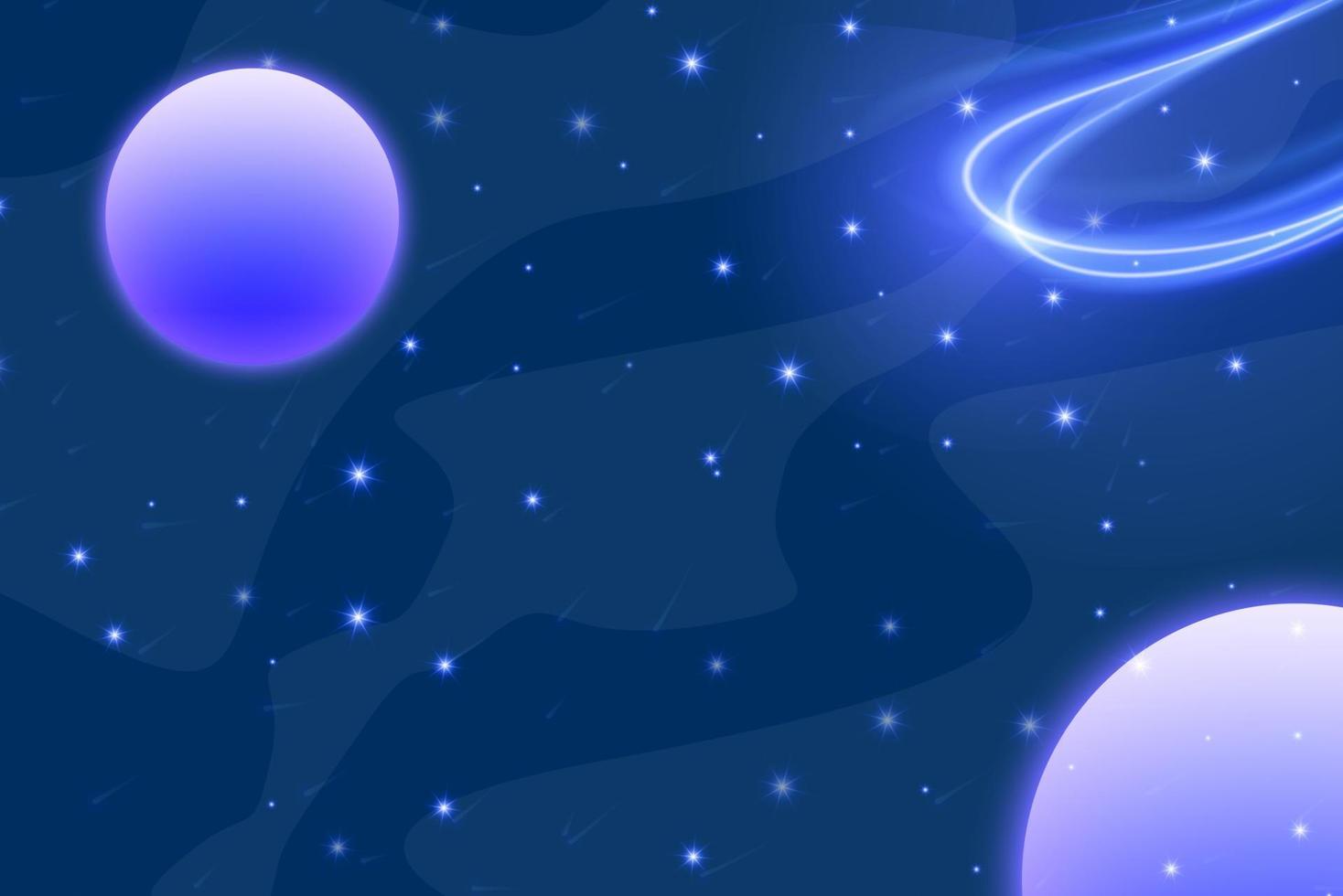 Dark blue space cosmic background with planetary and star light effect vector