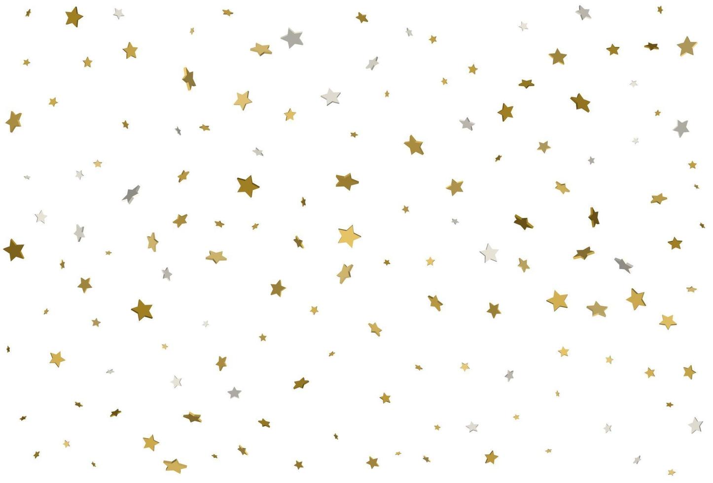 Light gold glitter confetti background. 3d stars. vector