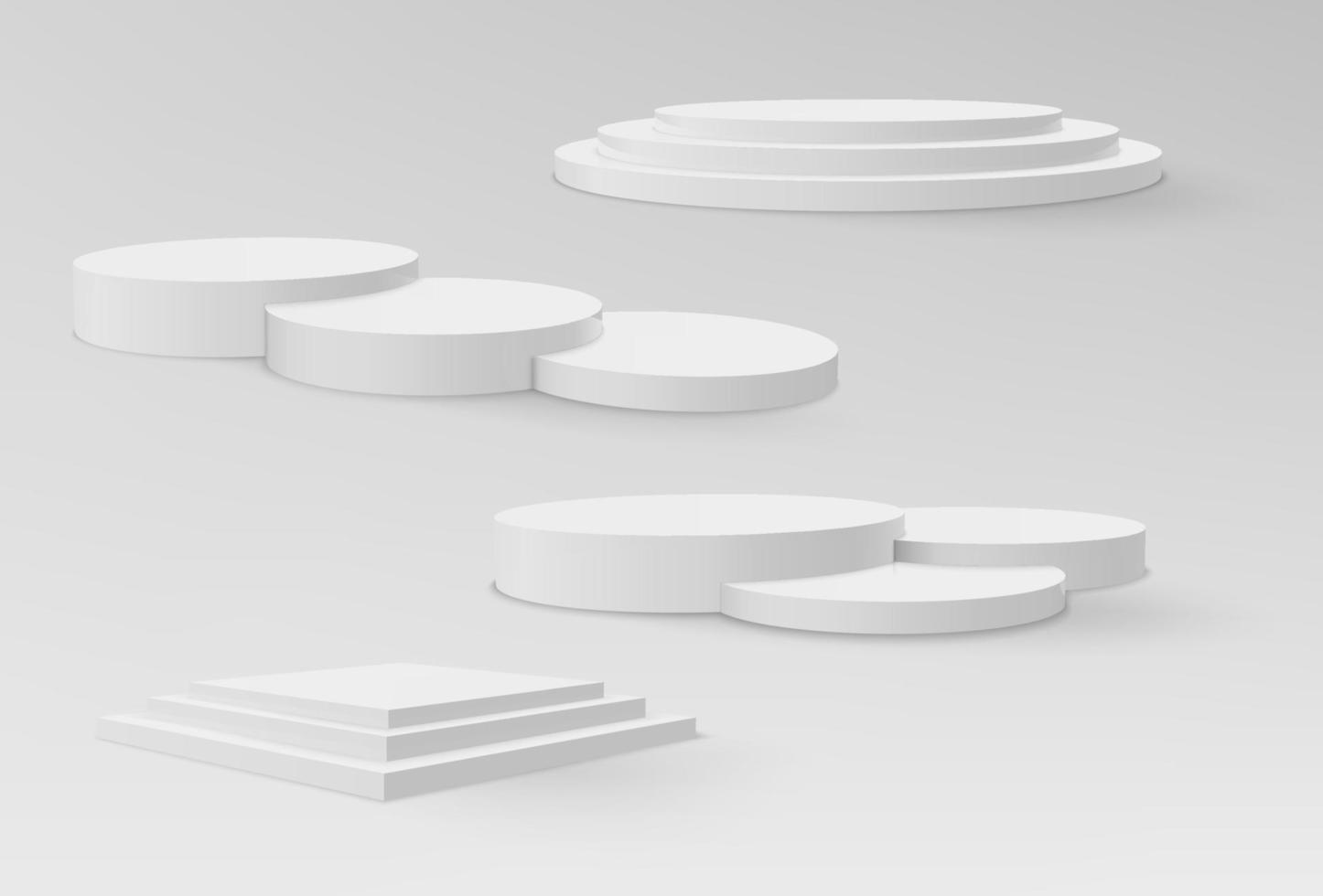 Realistic marble and white pedestals or podium vector