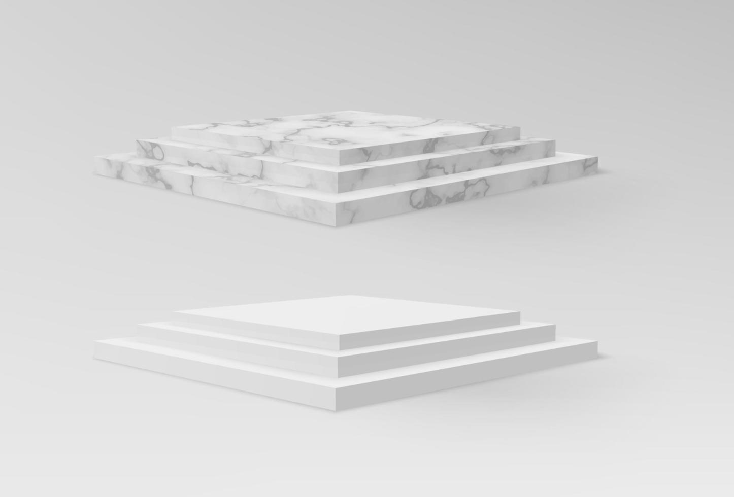 Realistic marble and white pedestals or podium vector