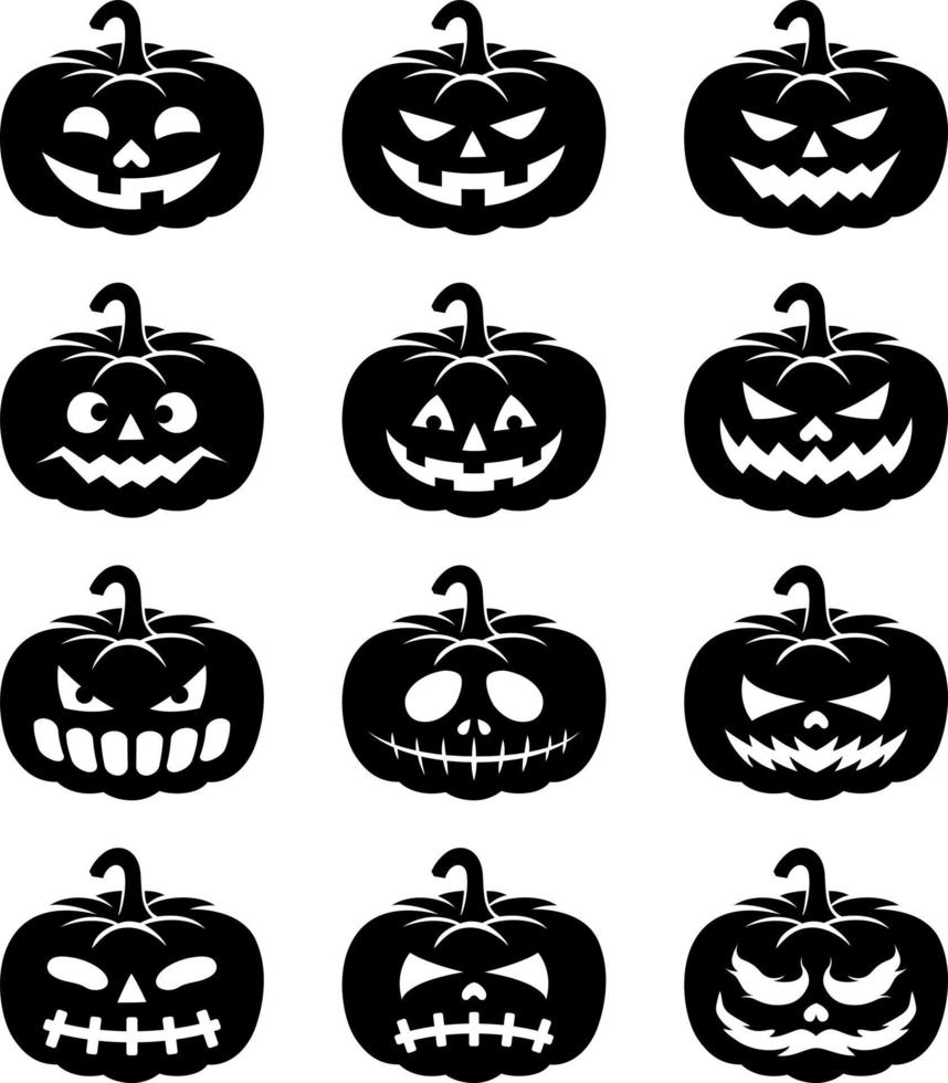 iconos de calabaza de halloween vector