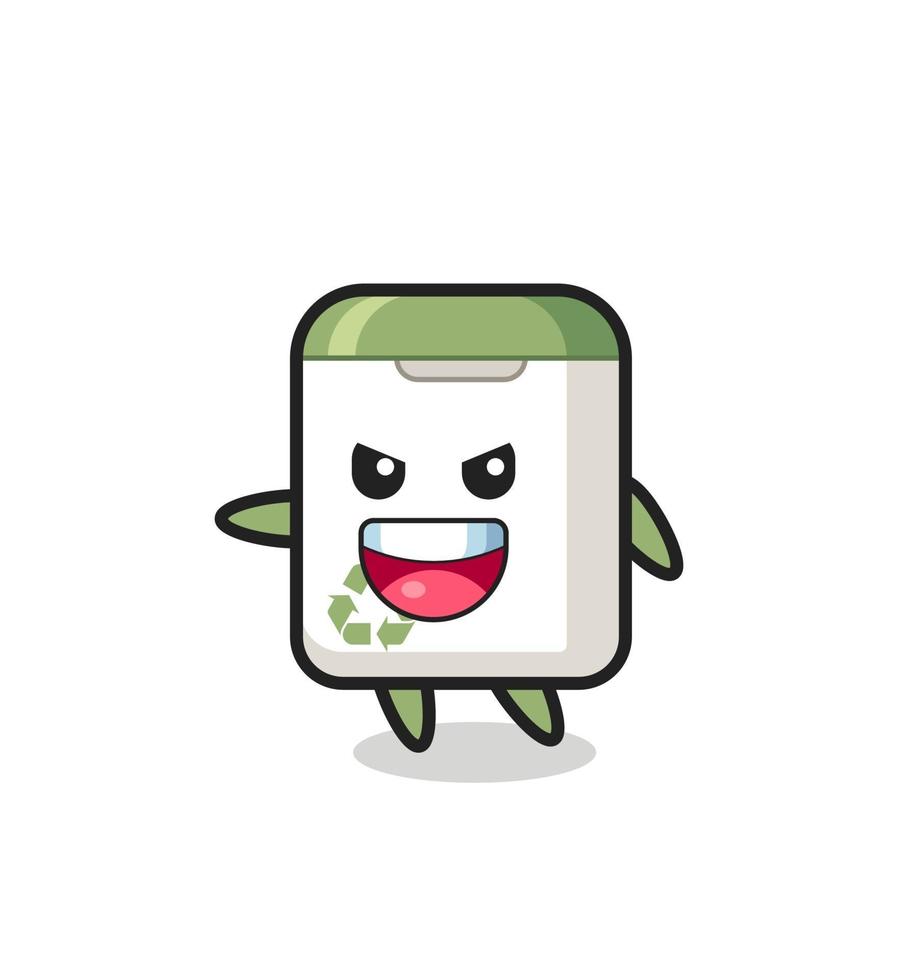trash can cartoon with very excited pose vector