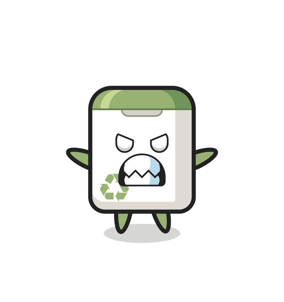 wrathful expression of the trash can mascot character vector