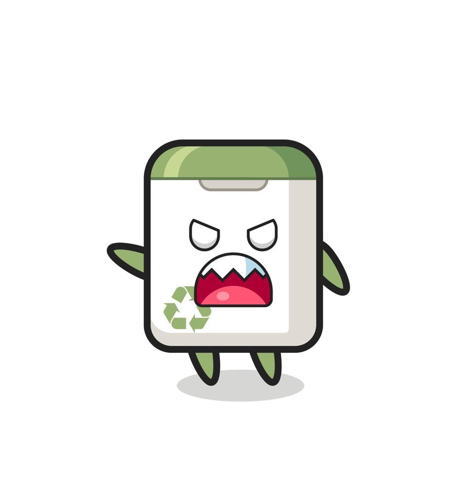 cute trash can cartoon in a very angry pose vector